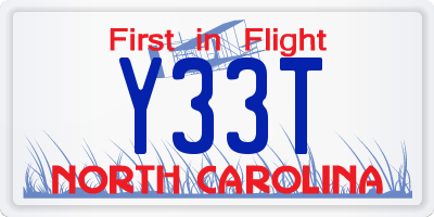 NC license plate Y33T