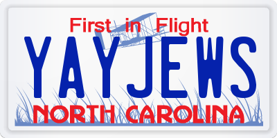 NC license plate YAYJEWS