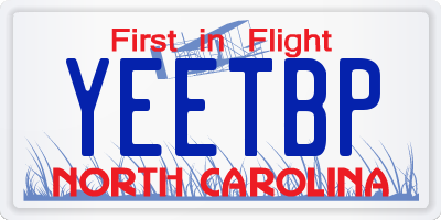 NC license plate YEETBP