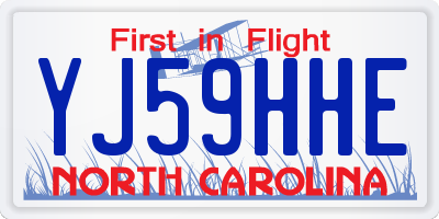 NC license plate YJ59HHE