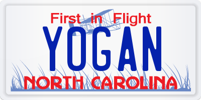 NC license plate YOGAN