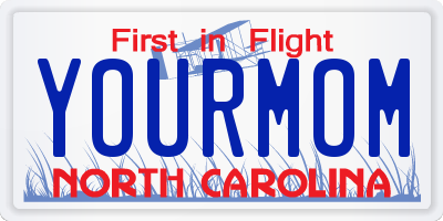 NC license plate YOURMOM