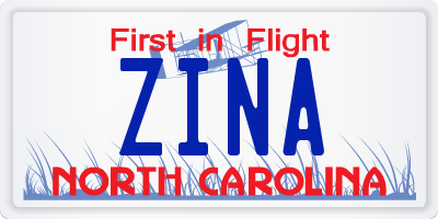 NC license plate ZINA