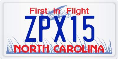 NC license plate ZPX15