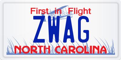 NC license plate ZWAG