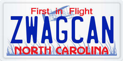 NC license plate ZWAGCAN