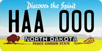 ND license plate HAA000