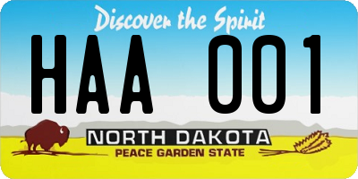 ND license plate HAA001