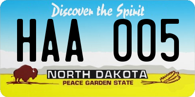 ND license plate HAA005