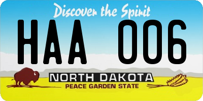 ND license plate HAA006