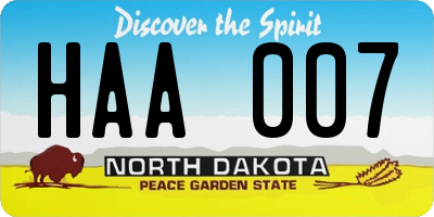 ND license plate HAA007