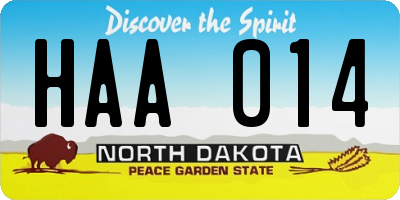 ND license plate HAA014