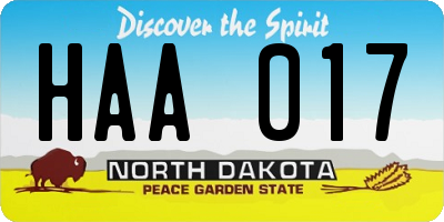 ND license plate HAA017