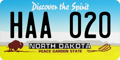 ND license plate HAA020