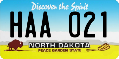 ND license plate HAA021