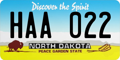 ND license plate HAA022