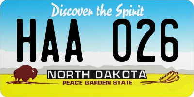 ND license plate HAA026