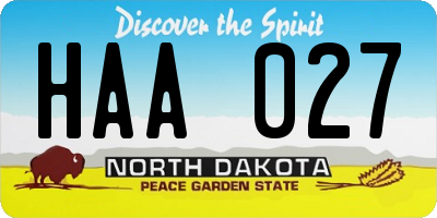 ND license plate HAA027