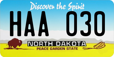 ND license plate HAA030