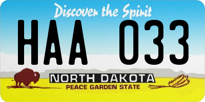 ND license plate HAA033