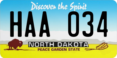 ND license plate HAA034