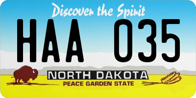 ND license plate HAA035