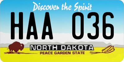 ND license plate HAA036