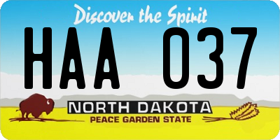 ND license plate HAA037