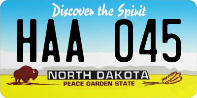 ND license plate HAA045