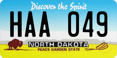 ND license plate HAA049