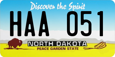 ND license plate HAA051