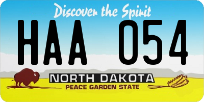 ND license plate HAA054