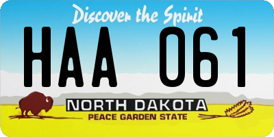 ND license plate HAA061