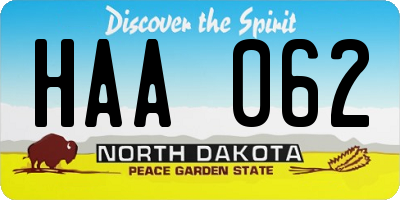 ND license plate HAA062