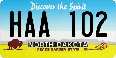 ND license plate HAA102