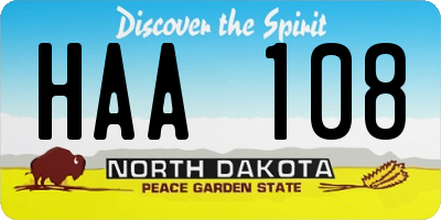 ND license plate HAA108