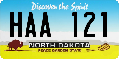 ND license plate HAA121