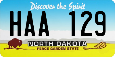 ND license plate HAA129