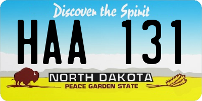 ND license plate HAA131