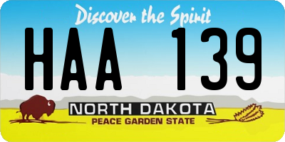 ND license plate HAA139