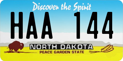 ND license plate HAA144