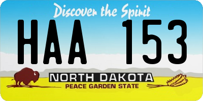 ND license plate HAA153