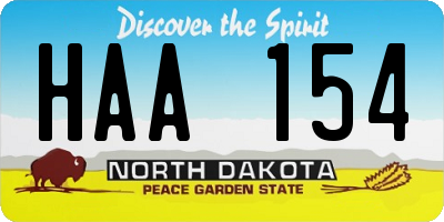 ND license plate HAA154