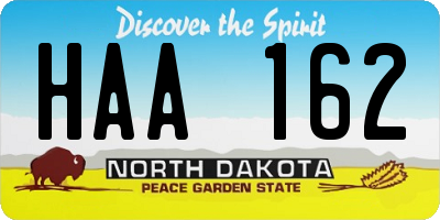 ND license plate HAA162