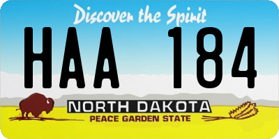 ND license plate HAA184