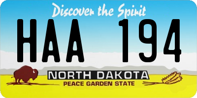 ND license plate HAA194