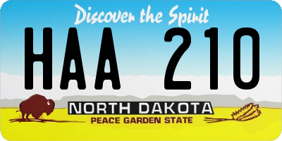 ND license plate HAA210