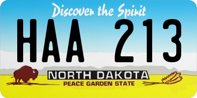 ND license plate HAA213