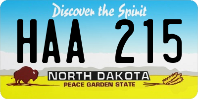 ND license plate HAA215