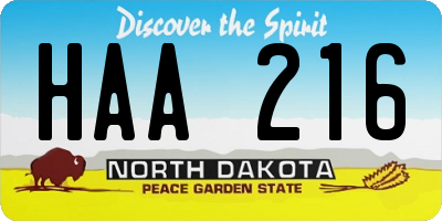 ND license plate HAA216